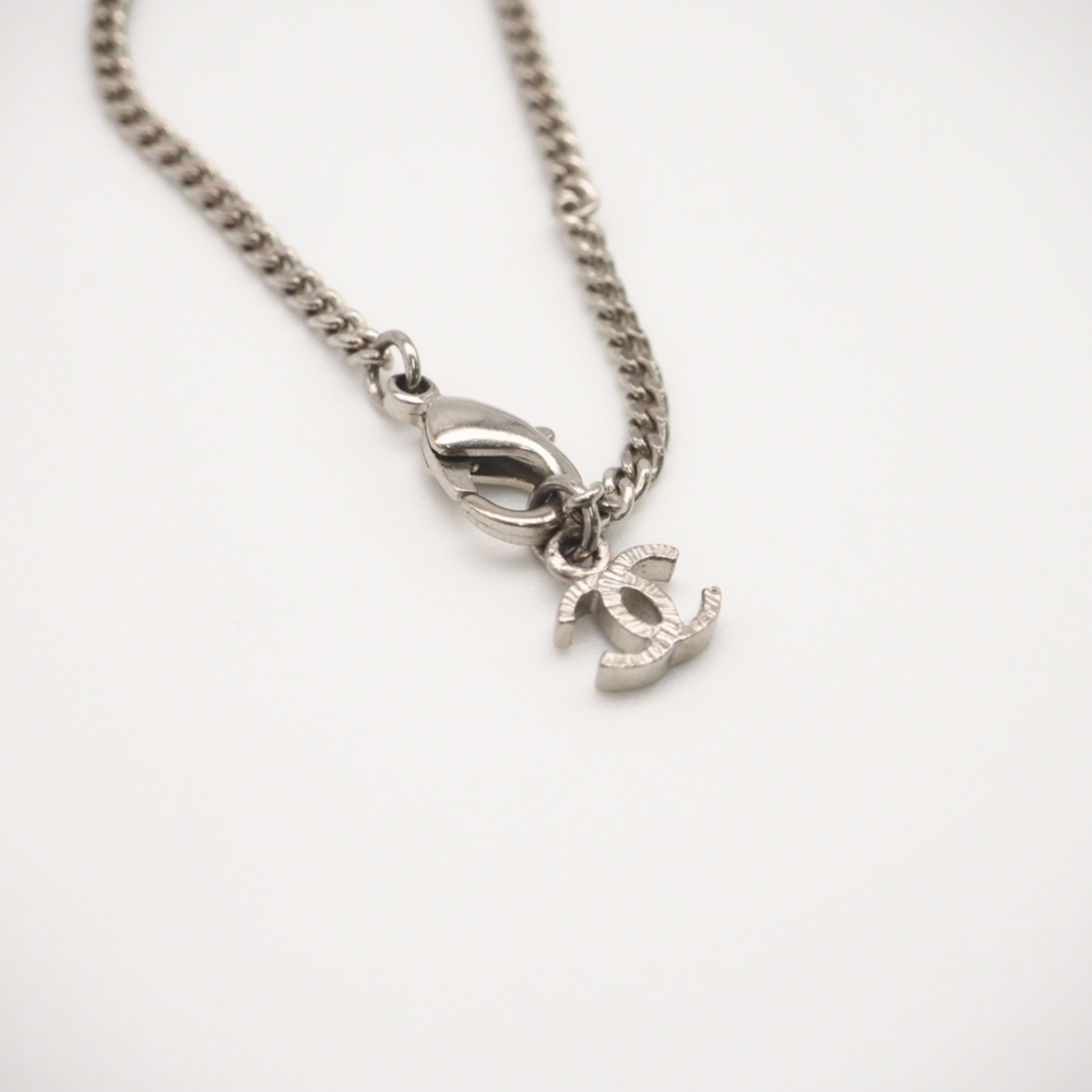 CHANEL Authentic Silver Logo Necklace - Picture 7 of 13